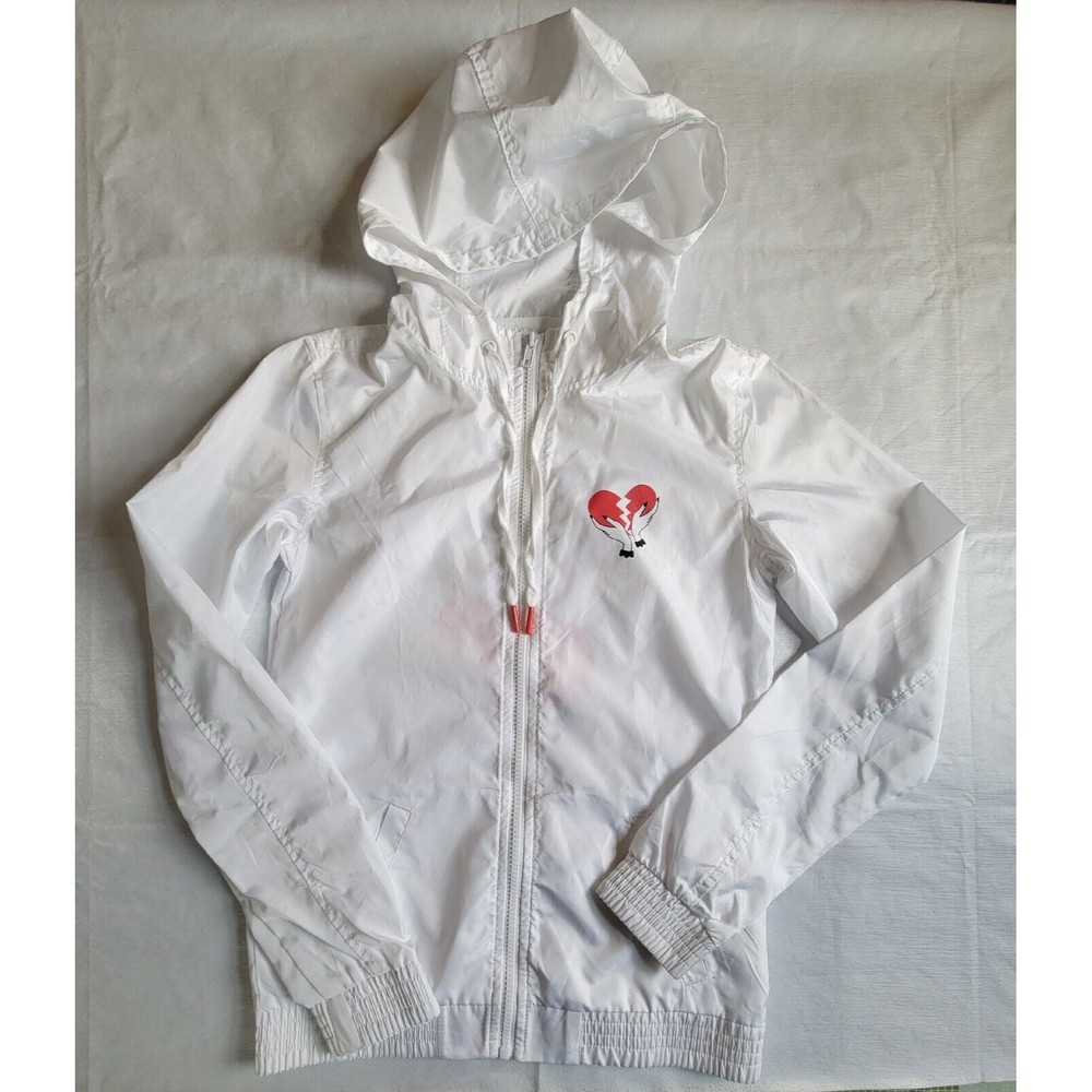 A-Lab Heartbreakers Club White Windbreaker Women XS Skateboard Streetwear Hooded
